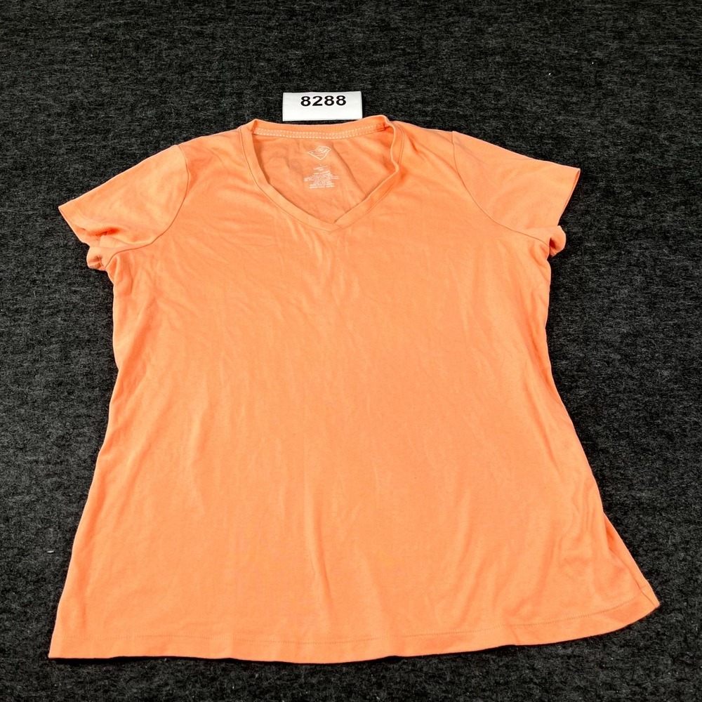 St John's Bay Essential T Shirt Womens Large Peach Cotton V Neck Casual Outdoor